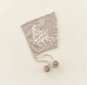 “秋林嬉鹿”AVANTI牦牛绒有机棉混纺小鹿提花护耳帽