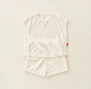 “午梦长”桑蚕丝汉麻提花针织短袖上衣